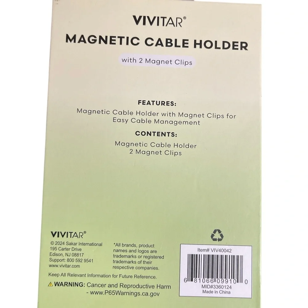 Vivitar Magnetic Cable Holder with Clips & Charging Cable Storage Case - Green